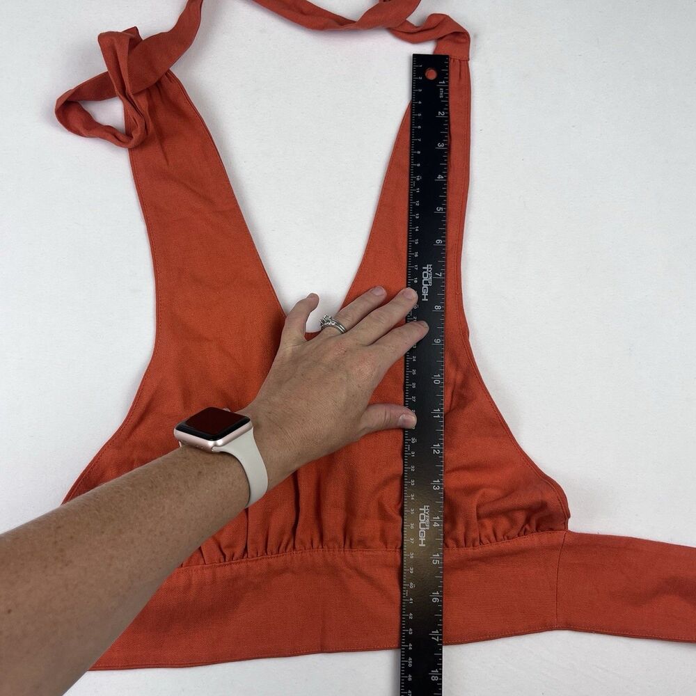 Meshki Women’s Linen Halter Top Crop Rust Orange Small Tie Back Adjustable New - Picture 16 of 16